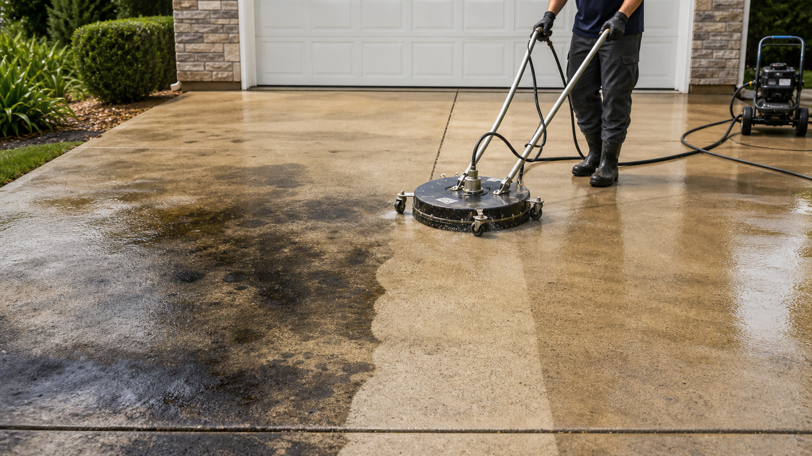 pressure washing oil stains from concrete