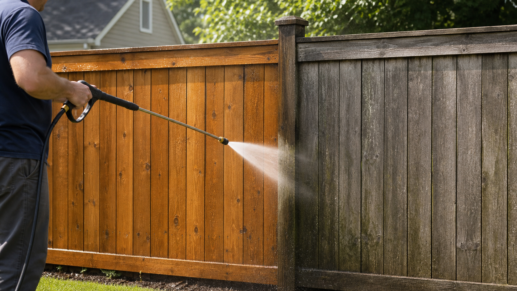 pressure washing wood fence