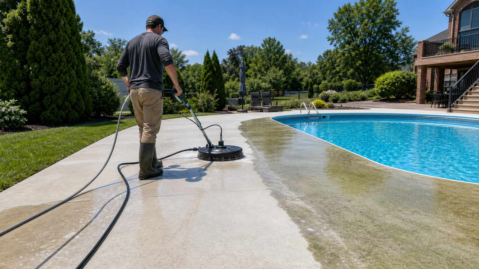 Can You Pressure Wash A Concrete Pool Deck? | Northern Virginia Power Washers pressure washing pool deck Northern Virginia