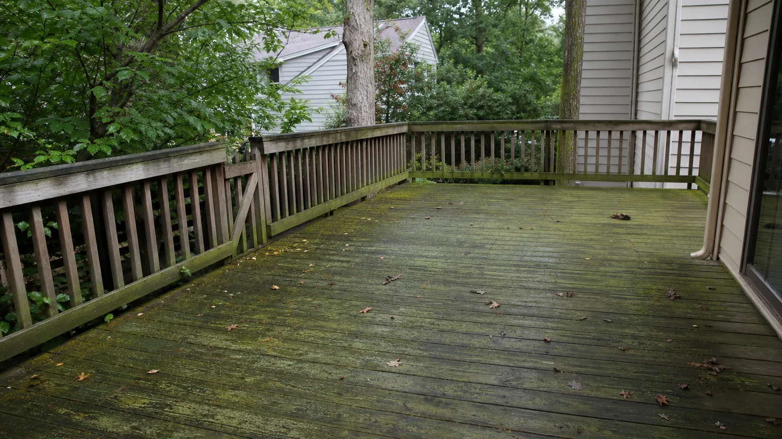 Reston Deck Algae And Moss: Why Shade Makes It Worse | Northern Virginia Power Washers Reston deck algae and moss